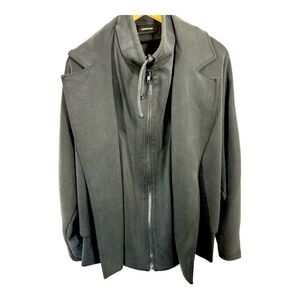 LANSTON SPORT Women’s Zip Front Dolman Sleeve Oversized Jacket Black Extra Small